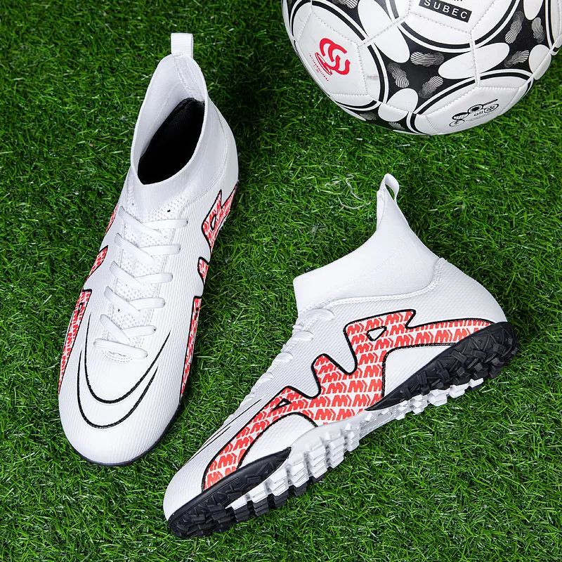 Unisex Football Shoes 2022 Lightweight Breathable Boys Girls Student High Top AG/TF Adult Professional Training Competition Shoe