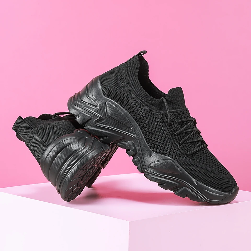 Loekeah Breathable Clunky Sneaker For Women Mesh Outdoor Platform Casual Shoes Fashion Walking Sports Footwear Anti-Slip