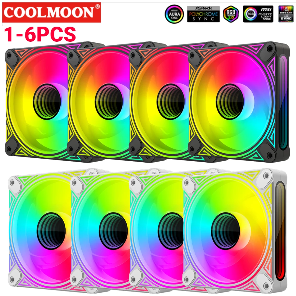 

6-1PCS CCOOLMOON 120mm PC Case Fan 5V 3PIN ARGB Aura Sync 12V 4PIN Ventilateur PWM Luminous Chassis Cooling Fan Computer Cooler