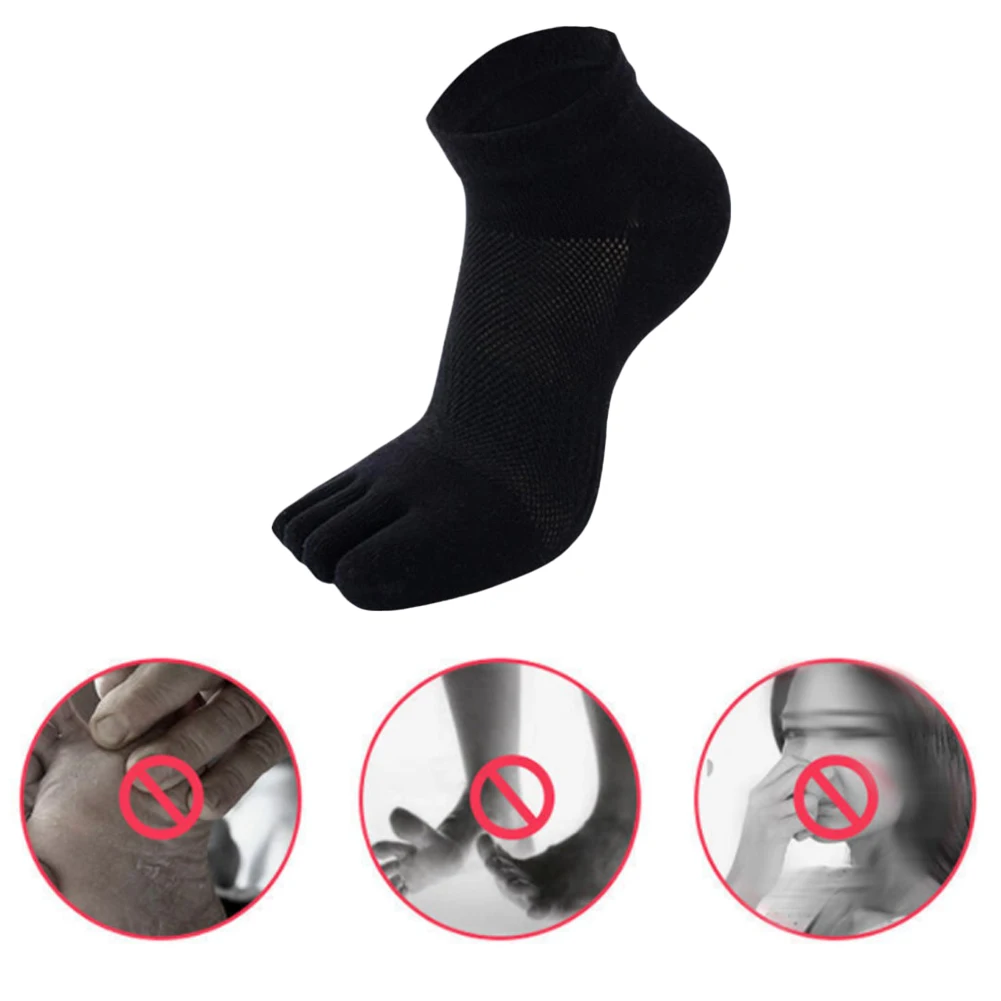 1Pair Toe Socks for Men Five Finger Toe Socks Ankle Cotton Breathable Long Socks High Quality Solid Sweat Absorbing Socks