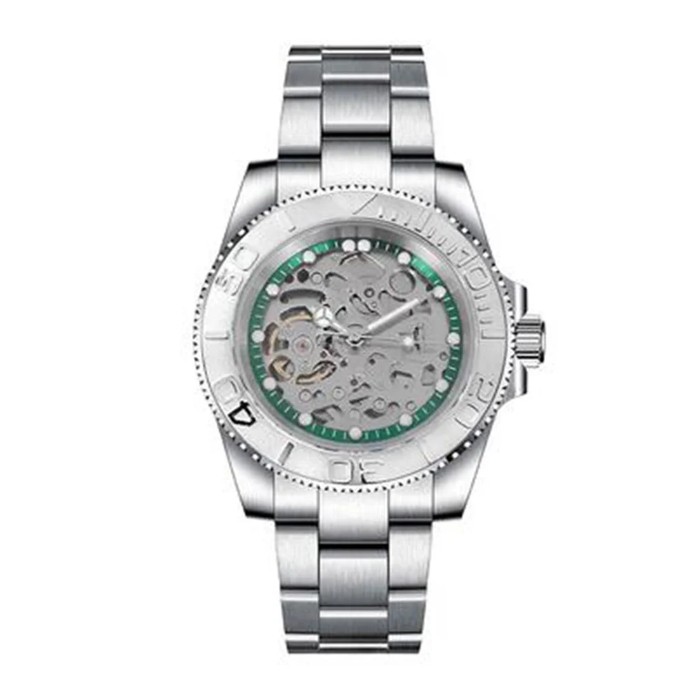 

Hollow Dial Men's Mechanical Watch Waterproof Sapphire Wristwatch, 40MM 316L Fine Steel Case with Sand Strap NH70 Movement Watch