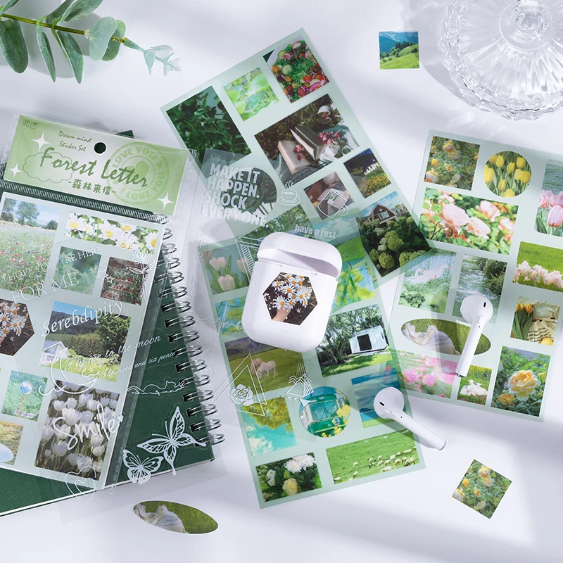 

6sheets/pack Romantic Style Stickers Artistic Materials DIY Journaling Planner Scrapbooking Background Collage Decorations