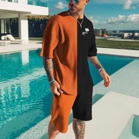 men sets summer tracksuits 2pc outfit t shirts shorts causal sportswear man jogging sports suit male simple clothing sweatwear