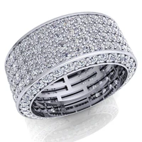 luxury 3 colors full inlaid white zirconium crystal female alloy ring for women party wedding jewelry accessories size 5 11