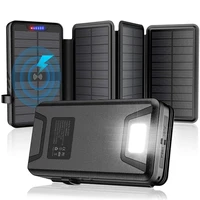 Solar Charger 38800mAh Solar Power Bank with Dual 3.1A Outputs 10W Qi Wireless Charger Waterproof Built-in Solar Panel
