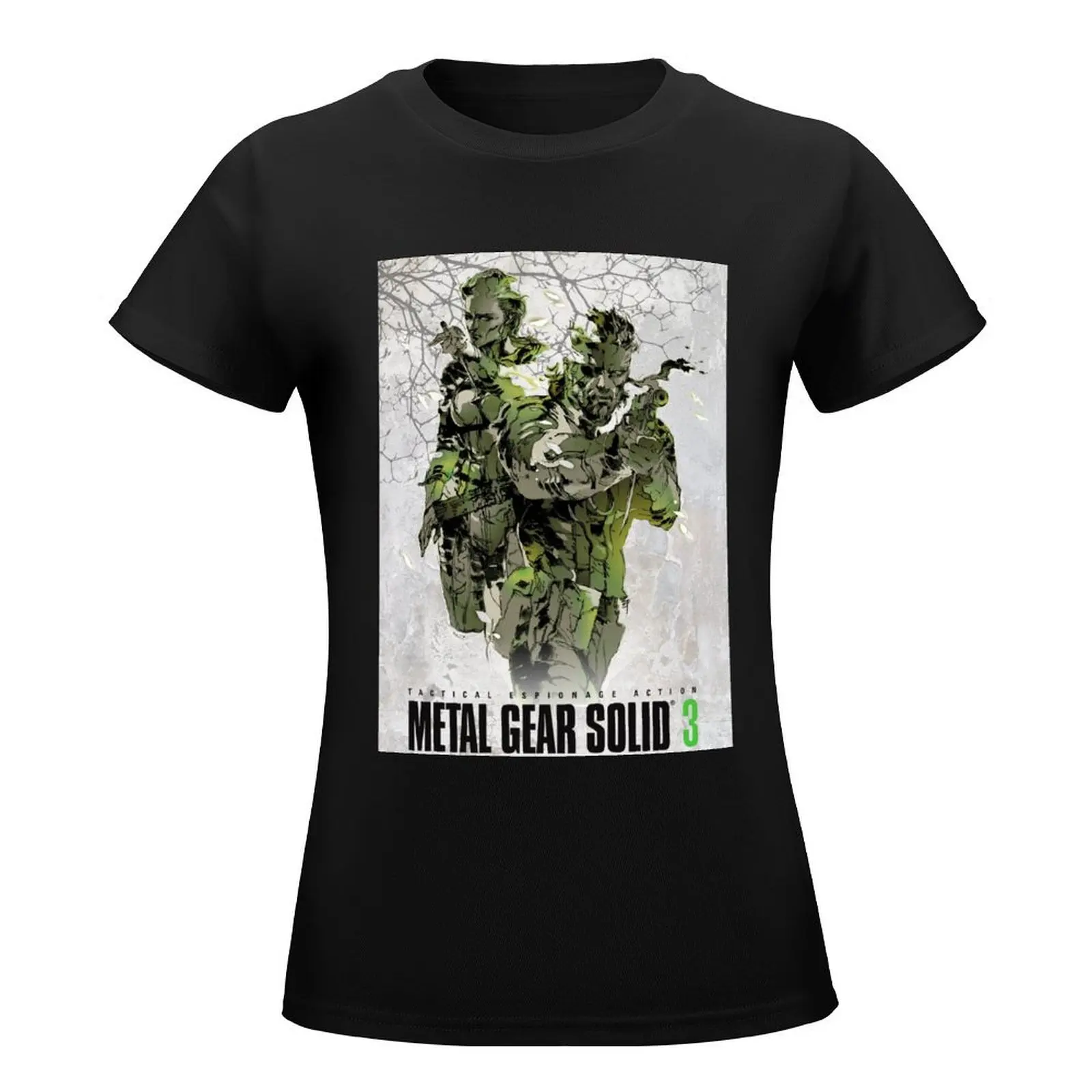 Футболка женская однотонная с 3 плакатами и металлическим снаряжением