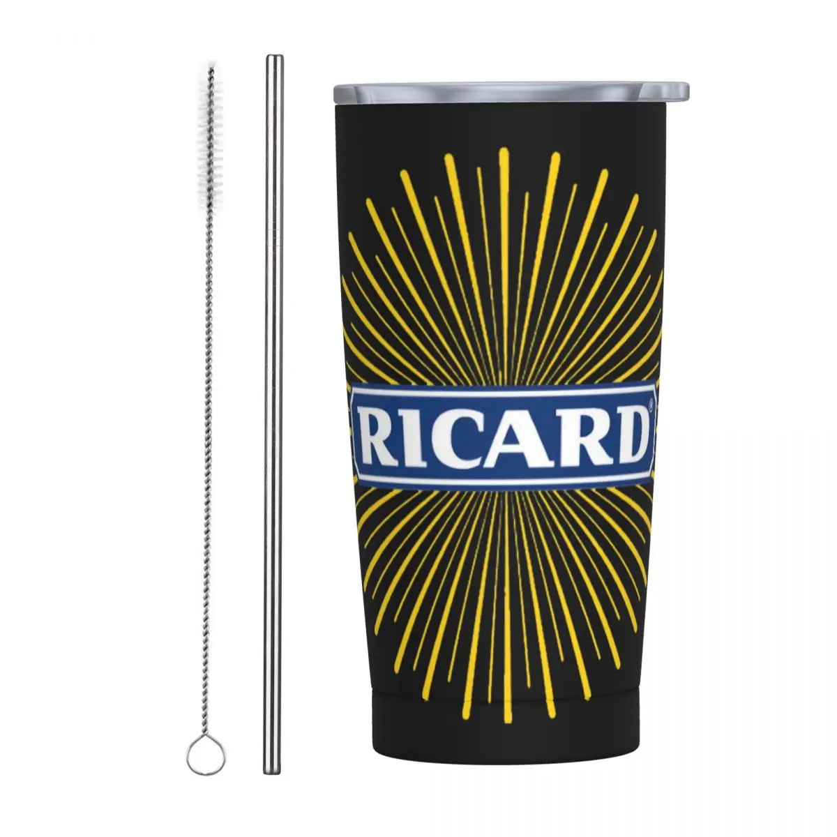 

Стакан Ricard 20 унций из нержавеющей стали с двойными стенками, вакуумная Изолированная дорожная кружка с соломенной слайдовой крышкой и чистящей щеткой
