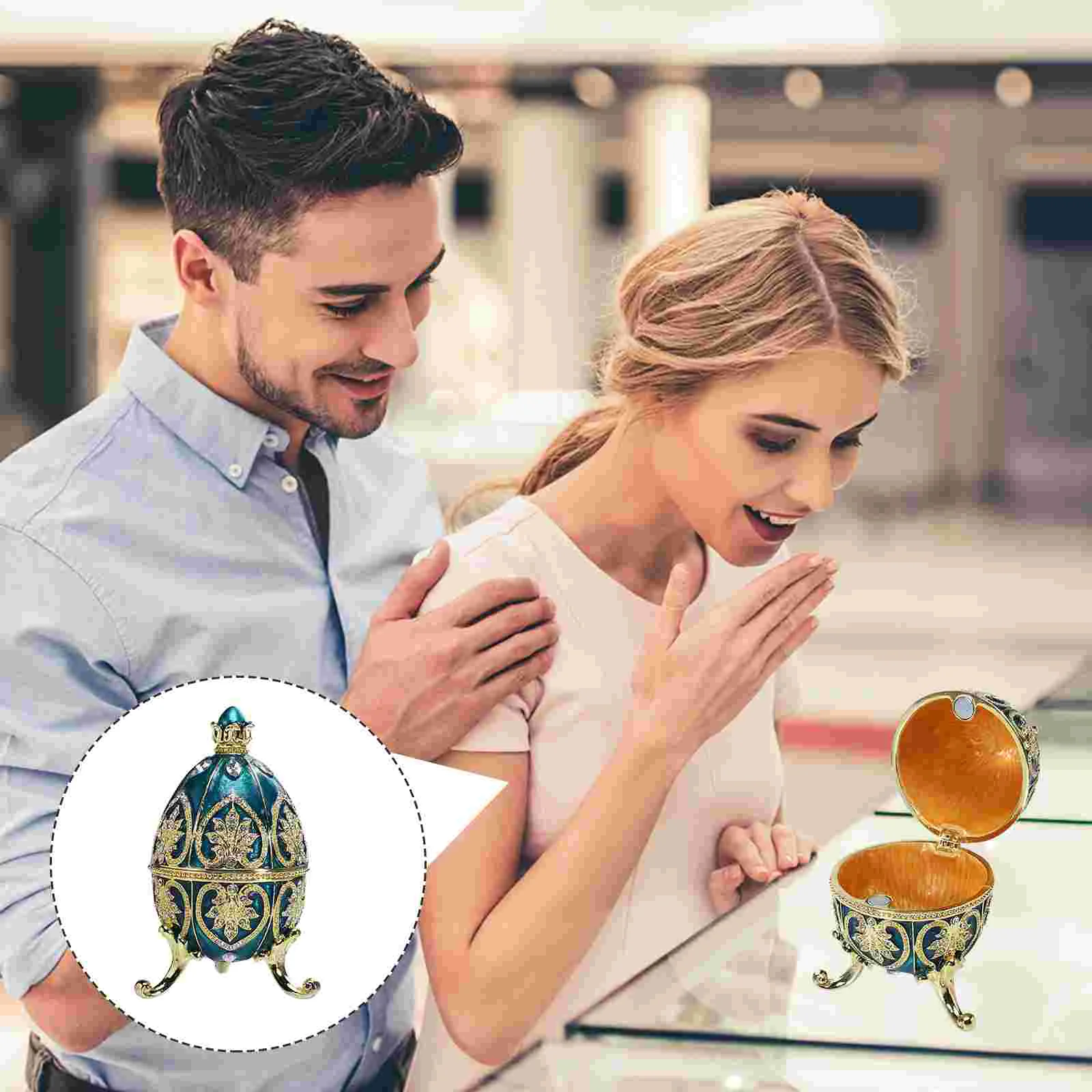 

1pc Classic Retro Delicate Jewelry Display Container Jewelry Organizer Case Ring Storage Box