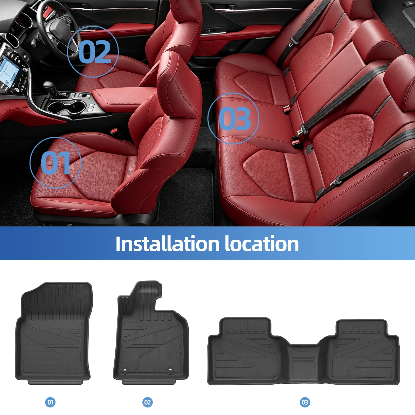 Фото LUCKEASY Коврики для пола автомобиля и багажника из TPE для Toyota Camry XV70 Hybrid 2018-2024, всепогодные, черные №2