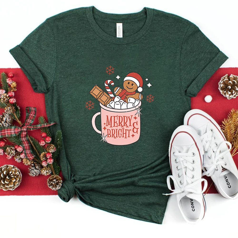 Футболка с имбирным имбирем в стиле ретро милая Рождественская футболка