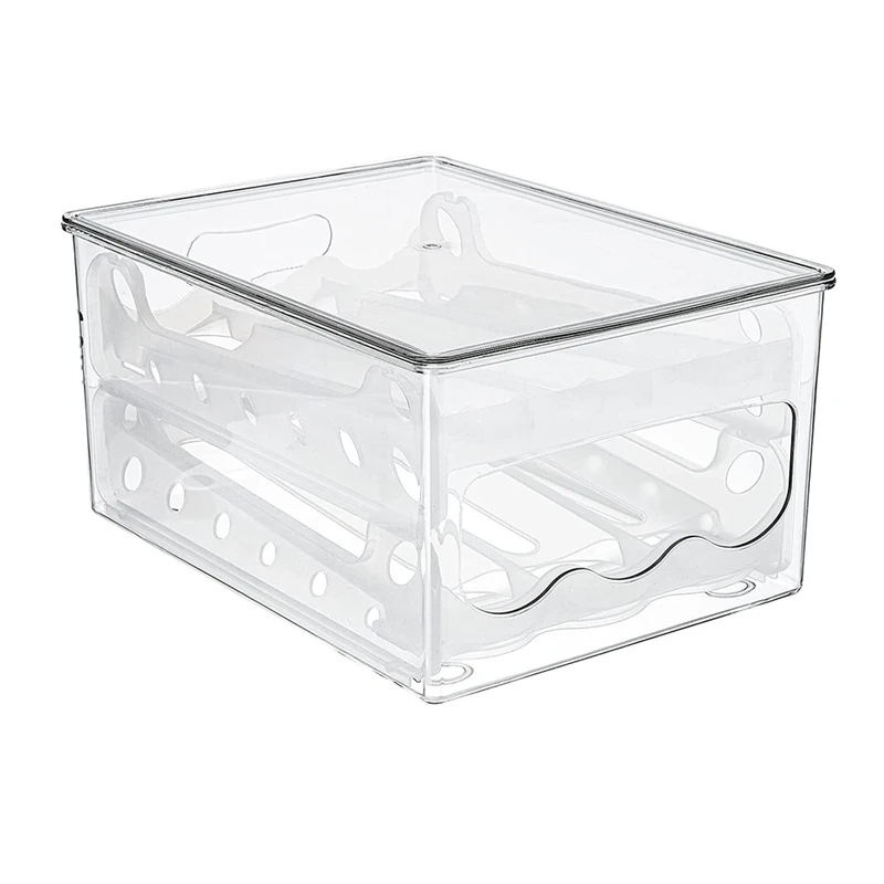 

36 Grid Auto Scrolling Egg Holder For Refrigerator, 2-Tier Clear Fridge Egg Containers Organizer, Stackable Household