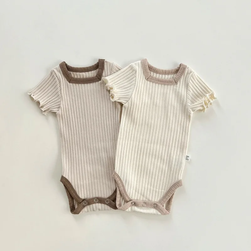 

Infant Boy Summer New Comfortable Solid Short Sleeves Jumpsuit Baby Girl Simple Soft Cotton Bodysuit One Piece Kid Outfits