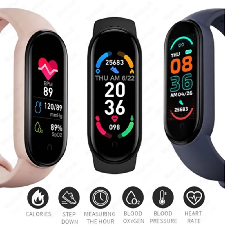 

My M6 Band 6 Smartband Men Women Wristband Fit Watch Heart Rate Blood Pressure Watch Sports Bracelet Pedometer Smartwatch Androi