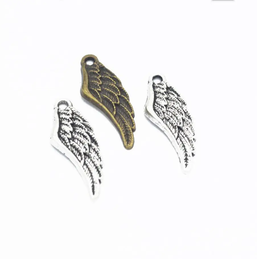 

80pcs Charms 27*10mm Angel Wing Charms For Jewelry Making DIY Jewelry Findings Antique Silver Color Alloy Charms Pendant F0603