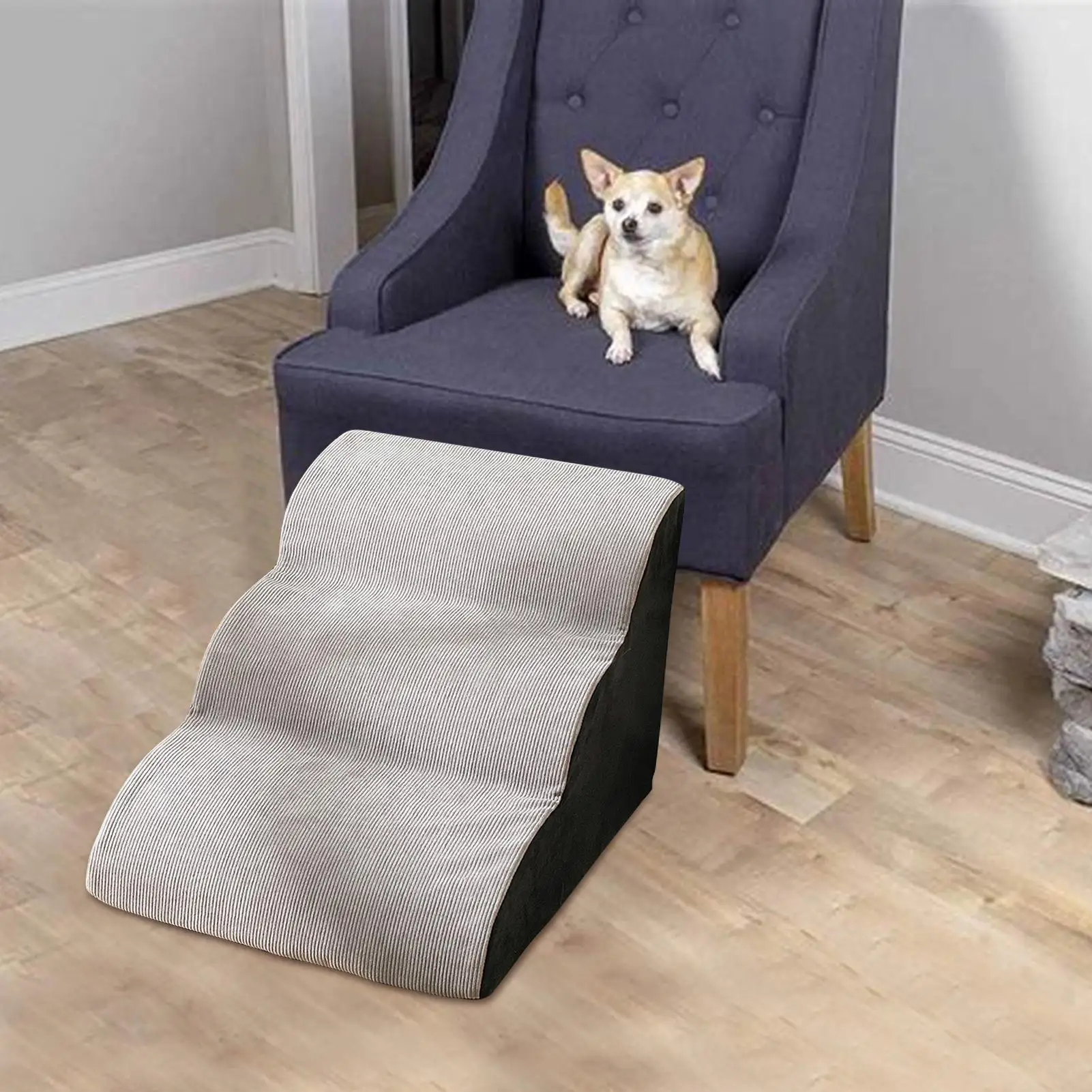 Pet Dog Steps Stairs | 3-Steps Sponge Slope Staircase | Dog Bed Stairs, Dog Steps Stairs With Flanne