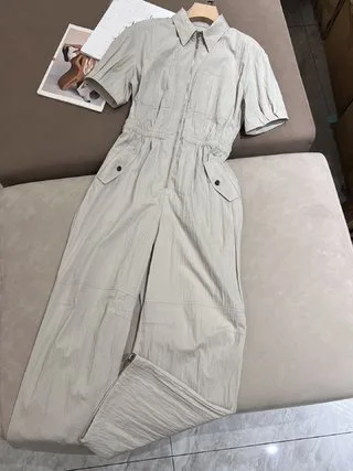 Женская одежда 2024 высококачественный цельный костюм с эластичным поясом