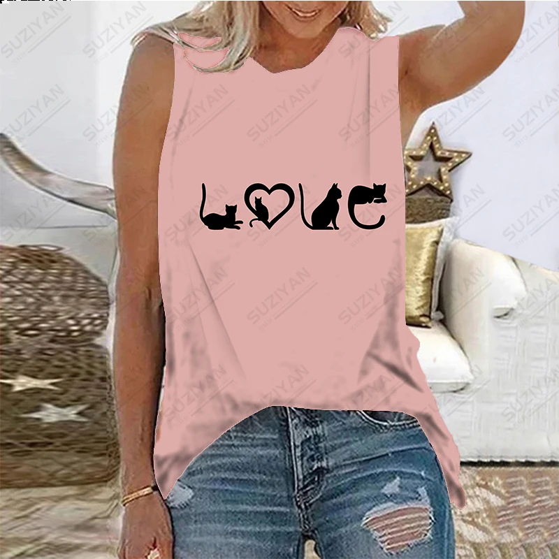

Women's Summer Sleeveless Loose Relaxed Round Neck Pullover Top Daily Hot Sale 3D Printing New Hawaiian Original Style Large