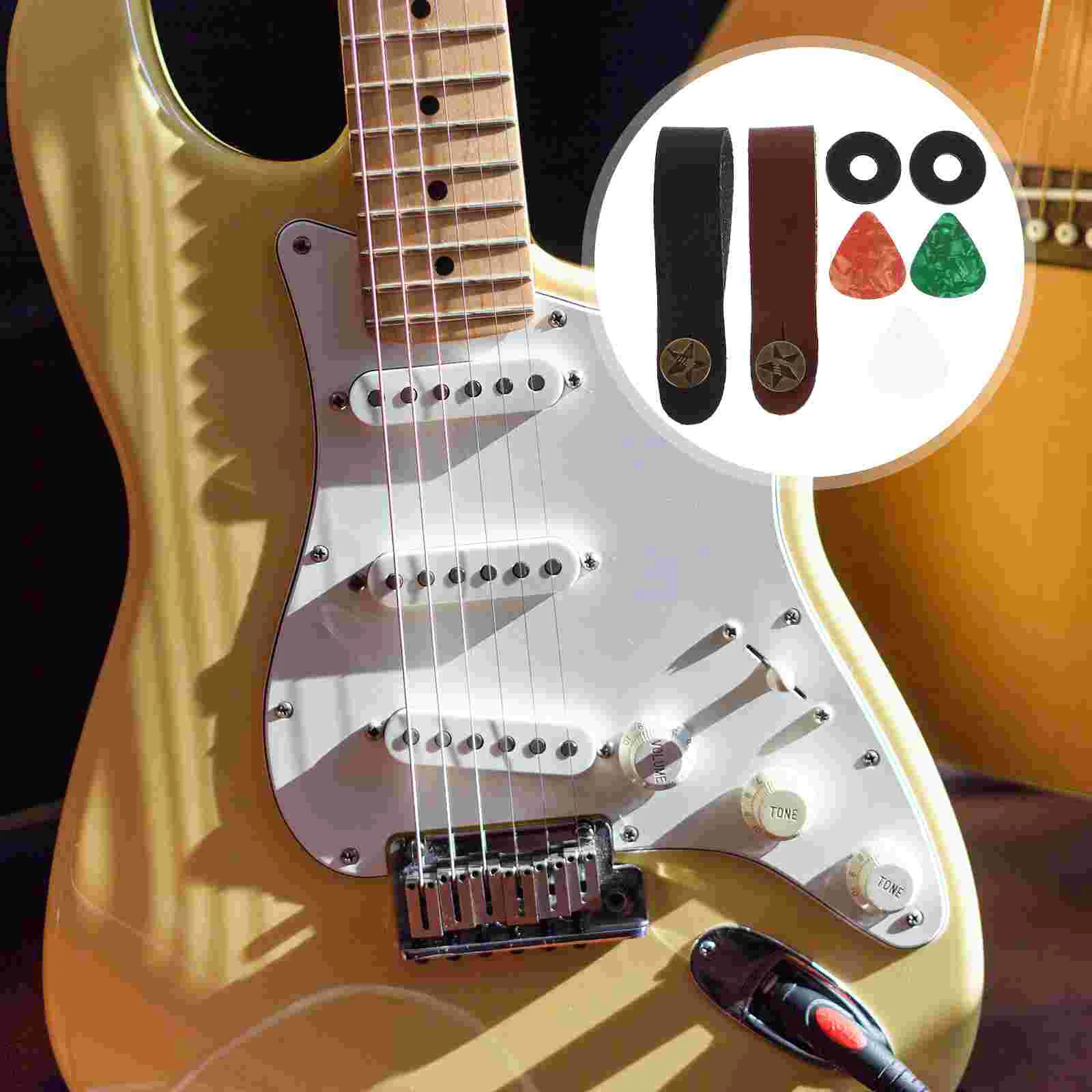 

Guitar Neck Straps Picks Acoustic Headstock Headband Practical Pu Tie Accessories
