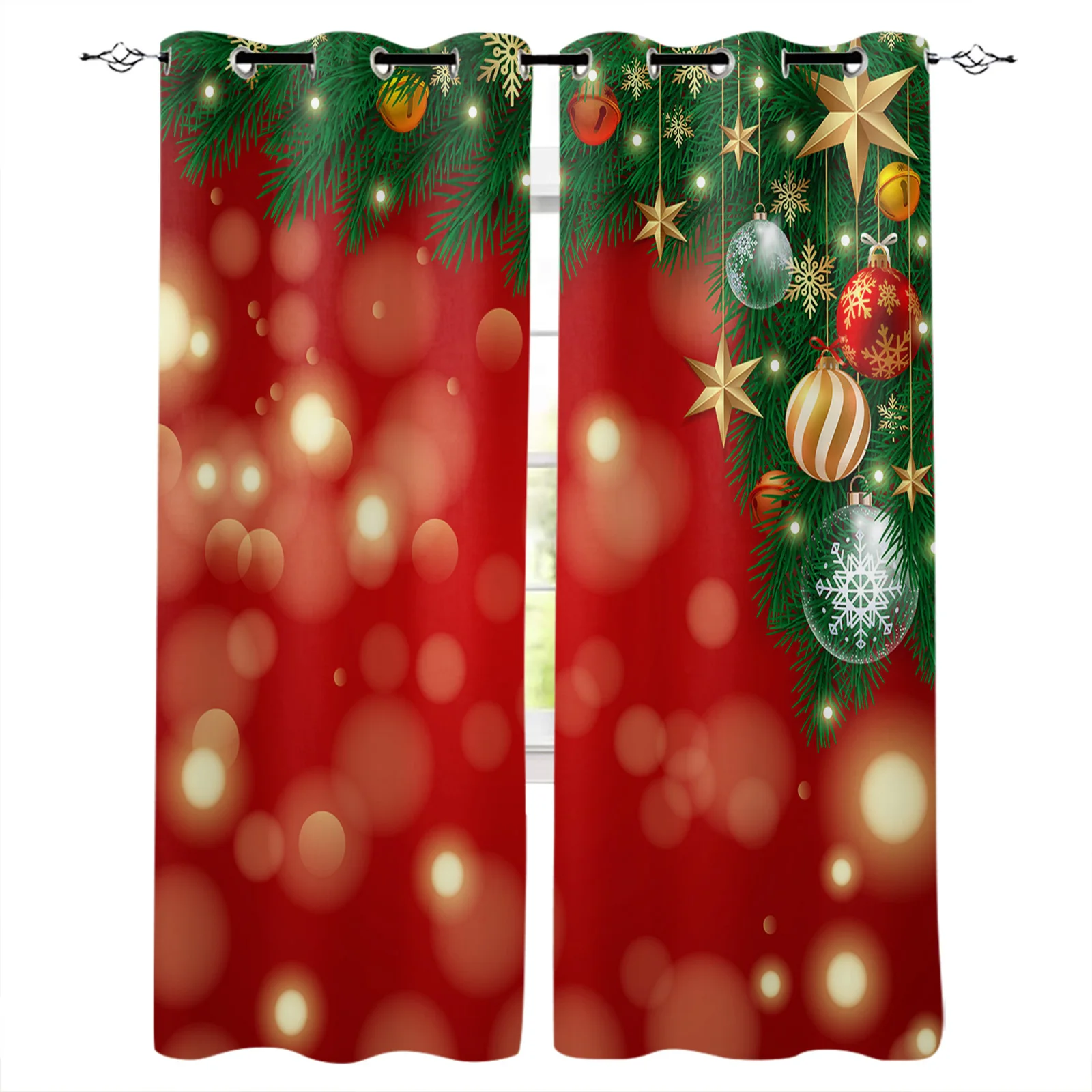 

Рождественские сосновые фонари, звезды, занавески для гостиной, оконные шторы для детской спальни, детской спальни, шторы
