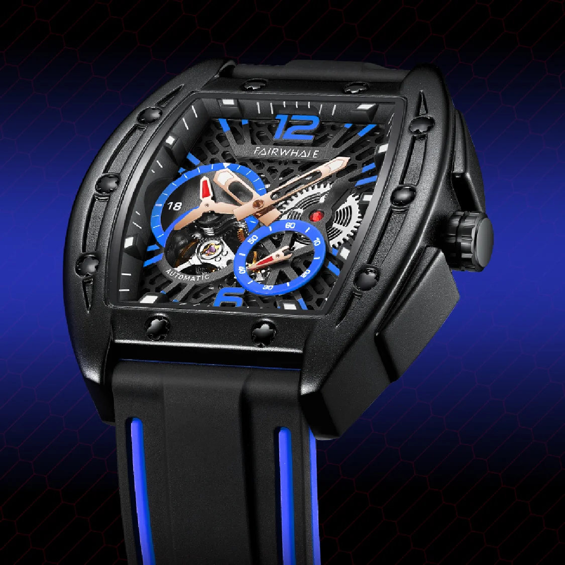 

Mark Fairwhale Men Watch Student Watch Barrel Shape Automatic Mechanical Watch Rubber Watch With Trend Watch
