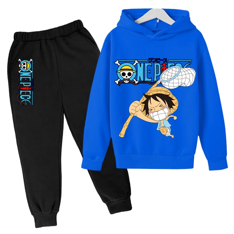 Children's Pullover Kids One Piece Hoodie Sets Sweatshirt Anime Roronoa Zoro Sudadera Hombre Trafalgar Law Harajuku Streetwear