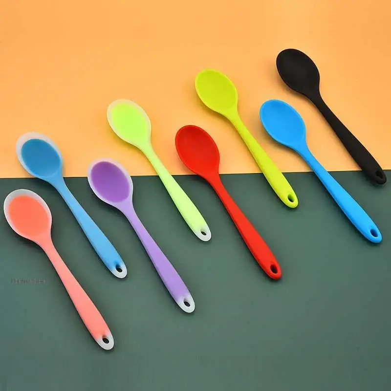 

8 Colors Silicone Spoon Non-stick Rice Spoon Heat Resistant Easy To Clean High Temperature Spoon Tableware Utensil Kitchen Tool