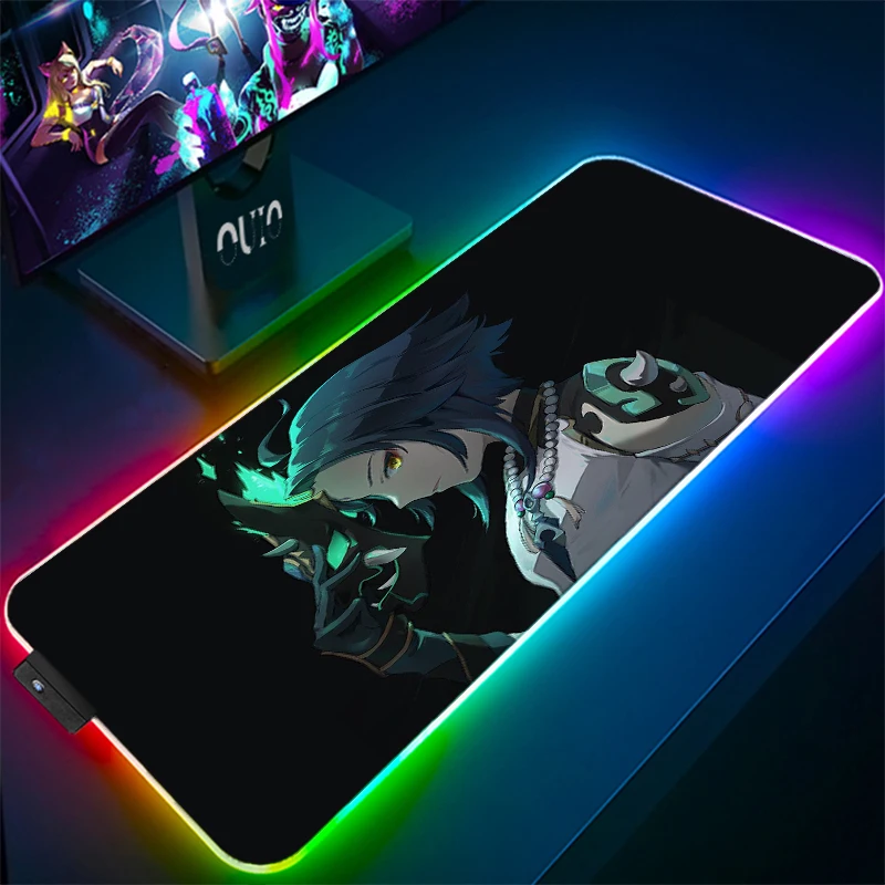 

Genshin Impact Anime Gaming Mouse Pad RGB Pad Large Gaming Mouse Pad Rubber LED Computer Desk Pad Keyboard Pad XL with Backlight