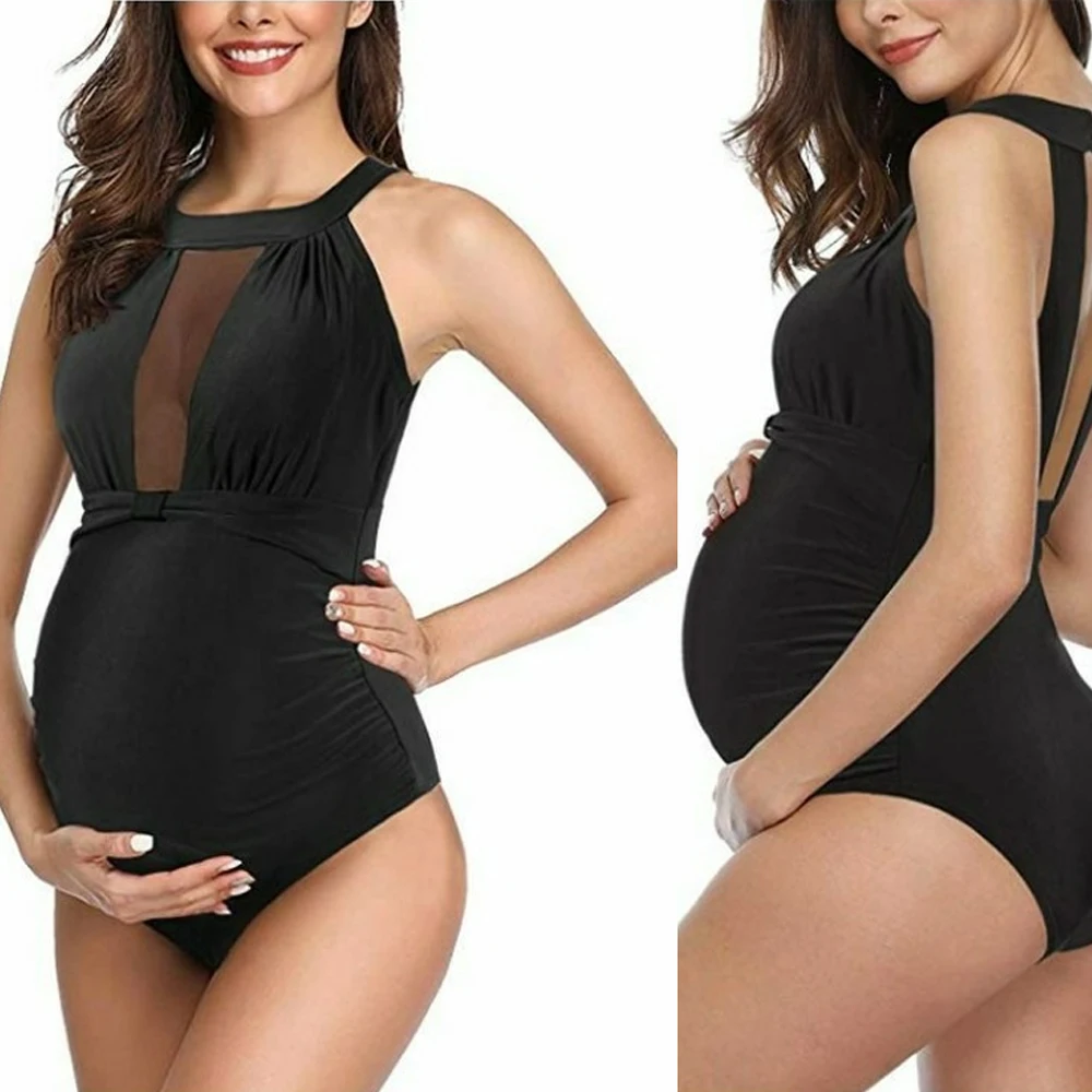 

Купальник для беременных цельный купальник для беременных женщин одежда с открытой спиной Одежда для беременных бикини 2022 купальный костю...