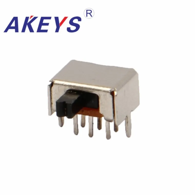 10PCS SK-22D07 2P2T Double pole double throw slide switch side insert 6 pin with 2 fixed for toys