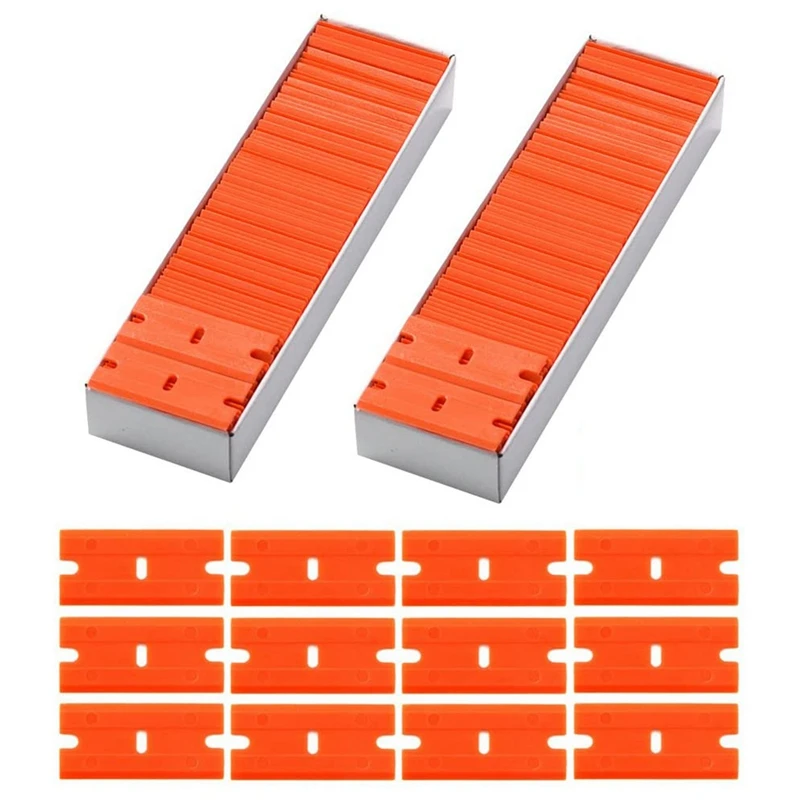 

400PCS Plastic Razor Blades Double Edge Razor Blades For Remove Decals Stickers Adhesive Label And Glass Clean