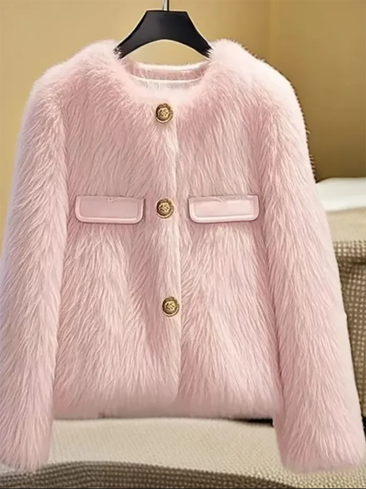 Красивая куртка из искусственного лисьего меха женская верхняя одежда