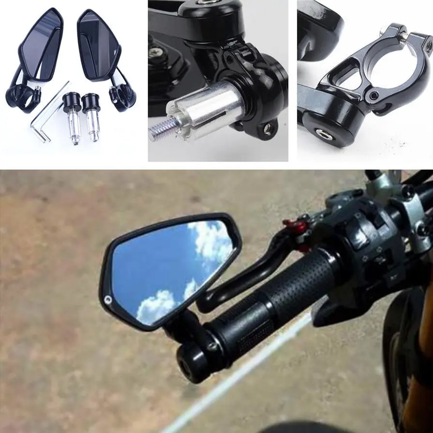 

Motorcycle Bike blue lens ATV Aluminum 7/8'' 22mm Bar End Side Rear View Mirror For BMW Ducati Aprilia Victory