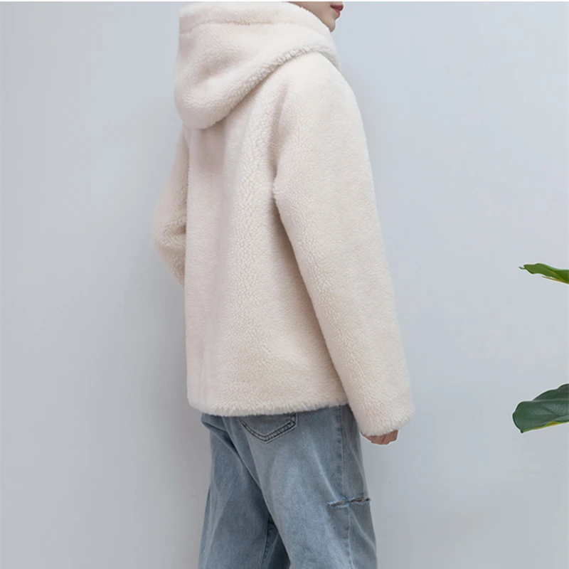 GOURS Winter Genuine Shearling Jackets for Women Fashion Natural Wool Real Fur Overcoats with Hooded Thick Warm Soft New LD1816