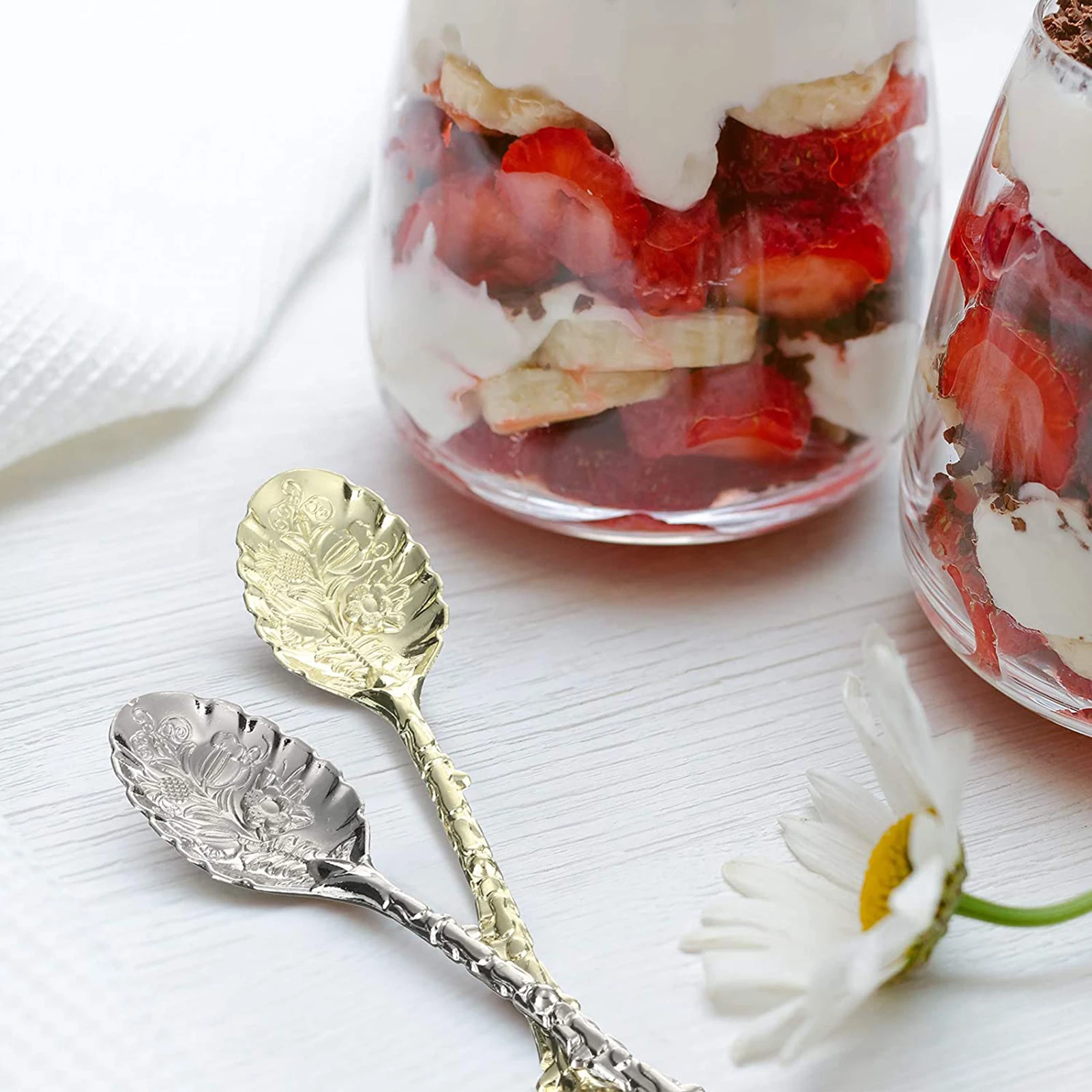 

5 шт., декоративные десертные ложки в стиле ретро