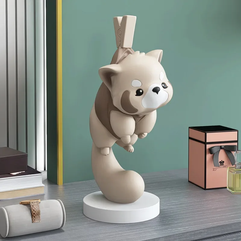 

Cute Procyon Lotor Figurine House Decor Animal Sculpture Desk Decor Office Decoration Bear Decoration Home Resin Sculpture Art