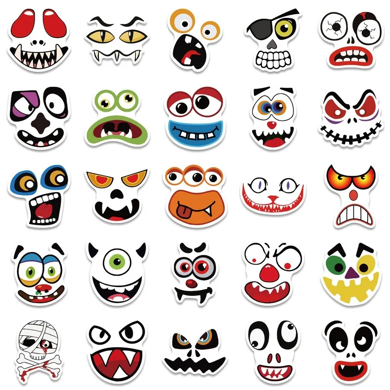 10/25/50pcs Halloween Theme Stickers Decals for Water Bottle Laptop Phone Skateboard Funny Party Supplies Kids Teens Adults Gift - купить по
