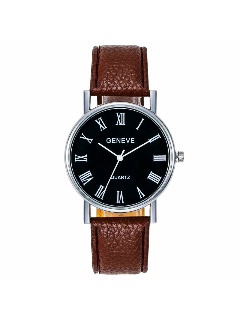 2023 Explosive Roman Numerals Dial Men's Ladies Business Watch Men's Belt Quartz Watch Students Casual Fashion Trend Gift Watch