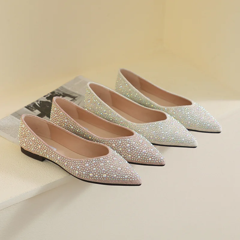 2023 Spring Summer Shoes Women Flats Pointed toe Soft Elegant Ladies Single Shoes Plus Size 42 A4747