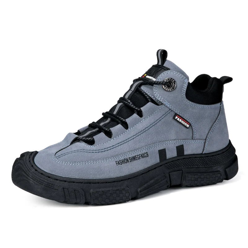 R. XJIAN Men's Winter High Top Hiking Shoes Outdoor Leisure Sports  Anti Slip Wear Resistant Travel Thick Bottomed Sneakers