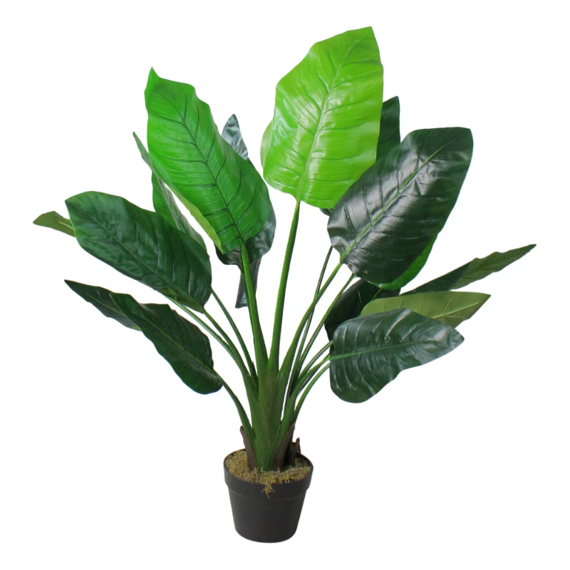 

42" Artificial Green Bird of Plant with Black Pot