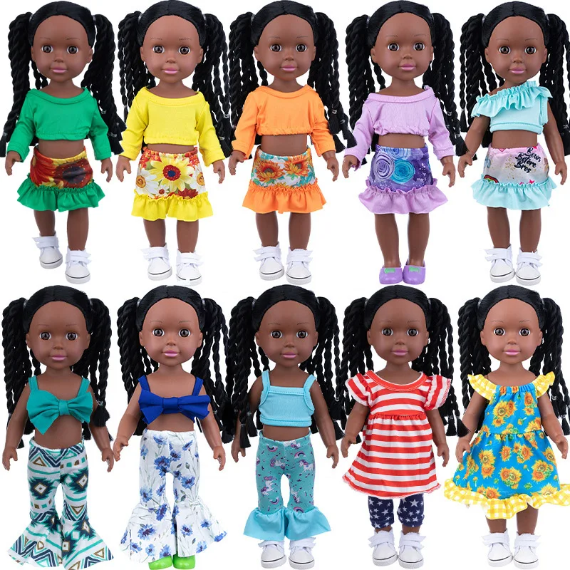 

14Inch 35cm Black Curly Hair African Dolls Kawaii Black Skin Figure Reborn Doll Infant Baby Toys Cute Children Birthday Gifts