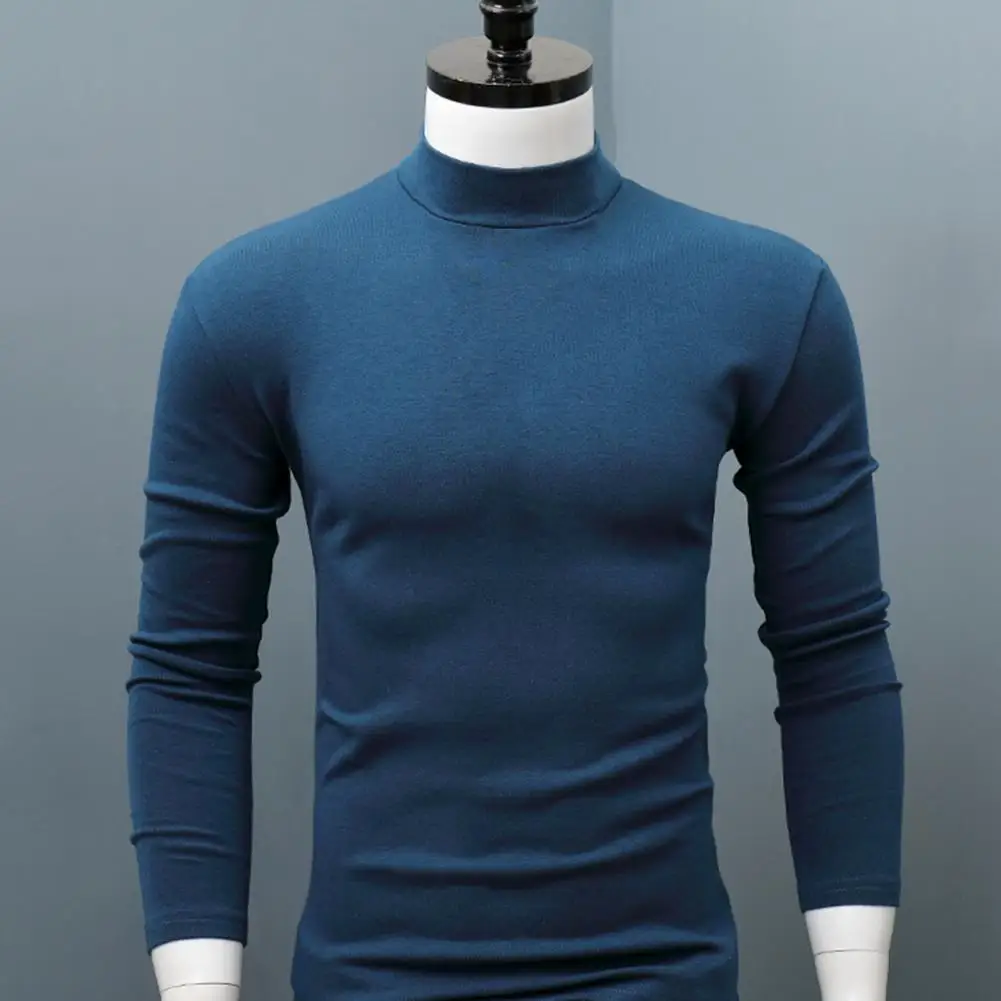 

Warm Tight Shirt Male for Men Clothes Inner Wear 2022Men Shirt Sweater Solid Color Half High Collar Casual Slim Long Sleeve Keep