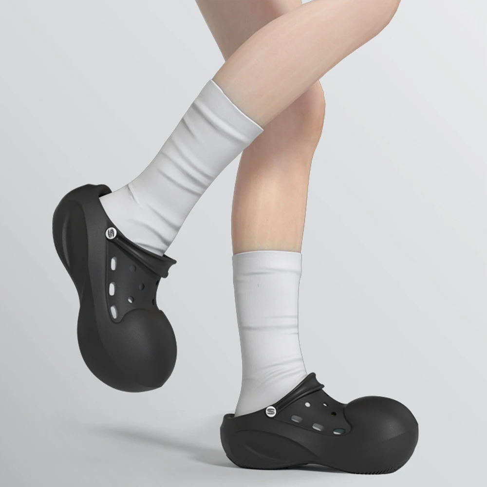 New Summer Clogs for Women EVA 5.5cm Thick Bottom Slippers Cute Big Head Mules Outdoor Beach Sneakers Slides Girl Hole Sandals