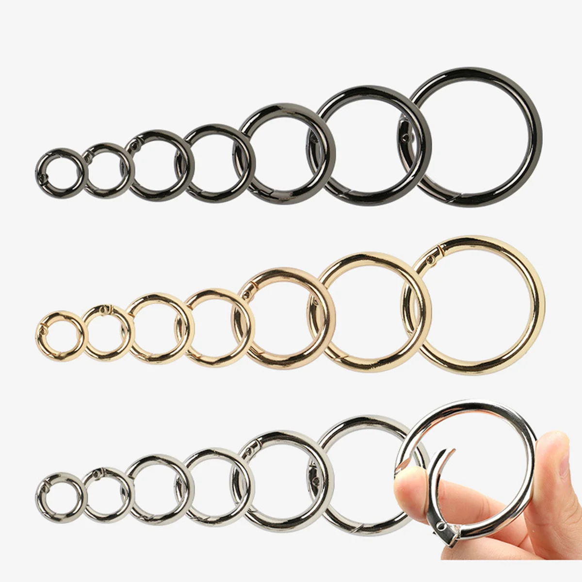 

10pcs Carabiner Snap Clip Trigger Spring Keyring Buckle Organizing Accessory For Camping Belt, Dog Leashes Hardware Bags
