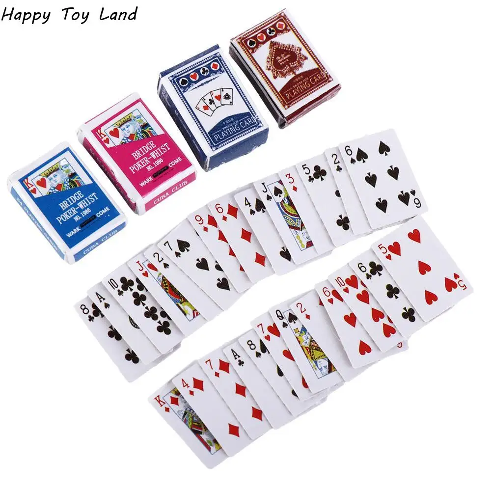 

1 компл., милые миниатюрные игры в масштаб 1:12, лазерные мини-покеры для оформления интерьера, 16x11 мм, случайный цвет