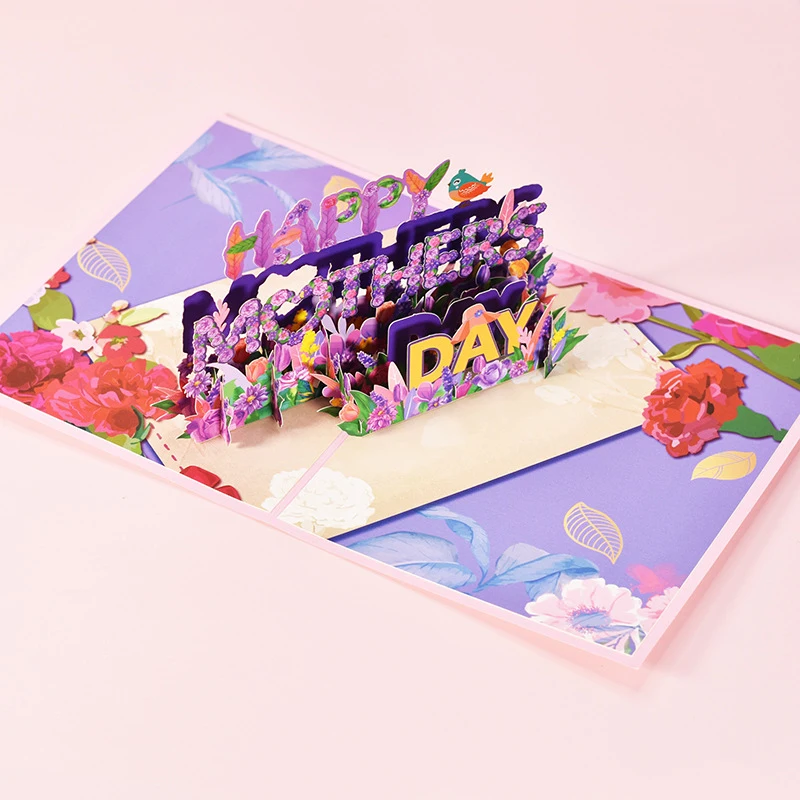 

1PCs Happy Mothers Day Floral Bouquet Greeting Cards 3D Pop-Up Greeting Card Mothers Day Cards Wife Birthday Sympathy Gift Mom