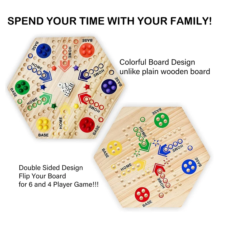 

Game Board Game Double Sided Painted 6 And 4 Player Wooden Fast Track Board Game With 6 Colors For Adults Kids Family