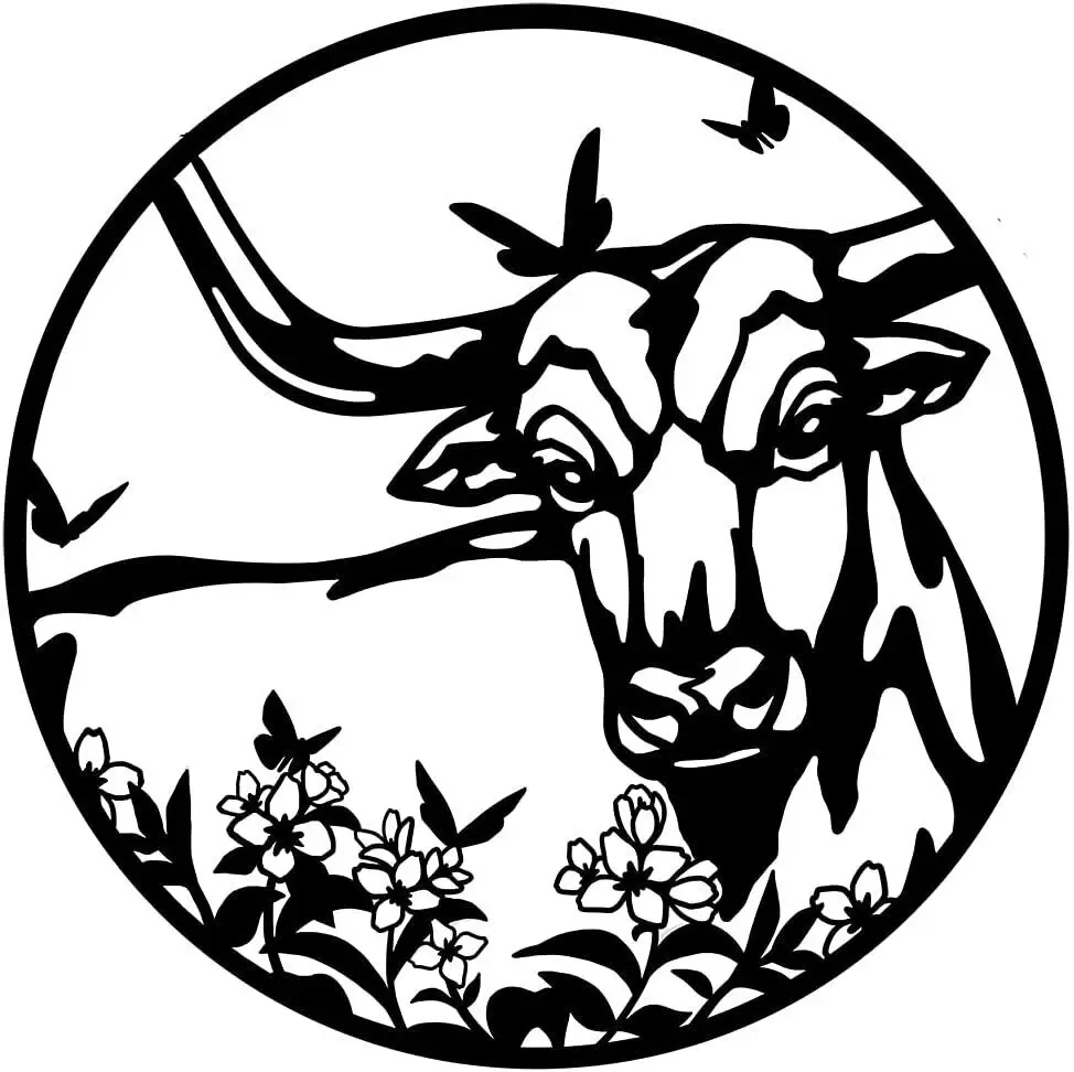 

Highland КОРОВА МЕТАЛЛИЧЕСКИЙ Настенный декор Техас Longhorn Крупный рогатый скот искусство на стену
