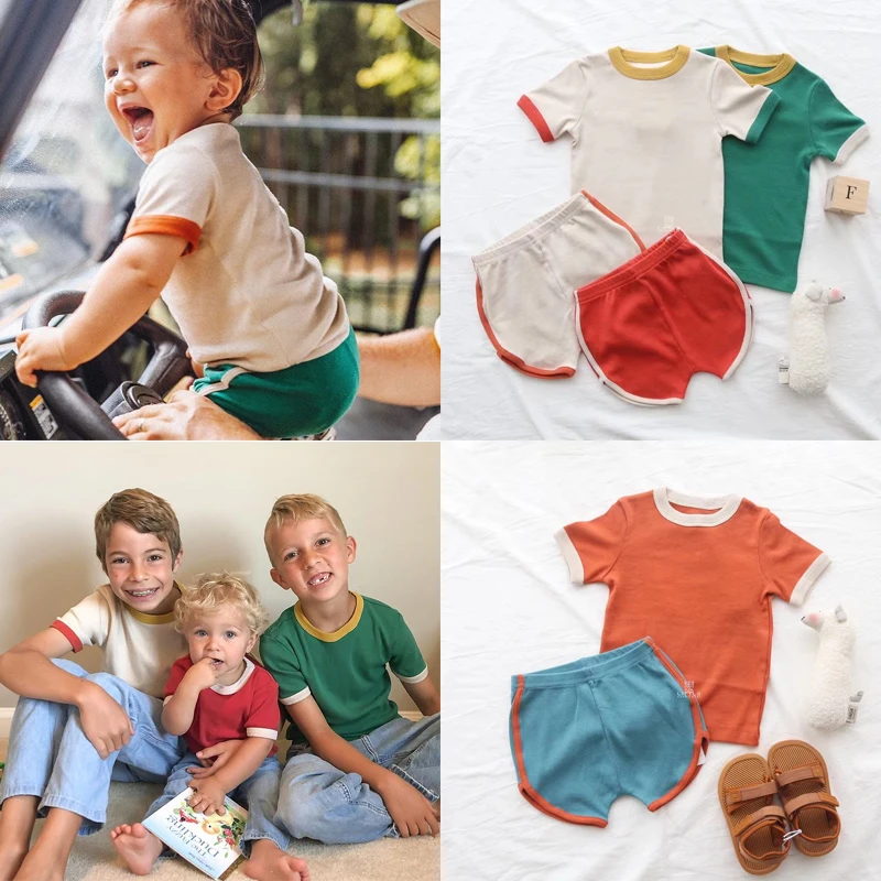 

Kids T Shirts 2022 New Summer FV Brand Boys Girls Cute Solid Color Short Sleeve Tops T Shirts Baby Toddler Cotton Clothes