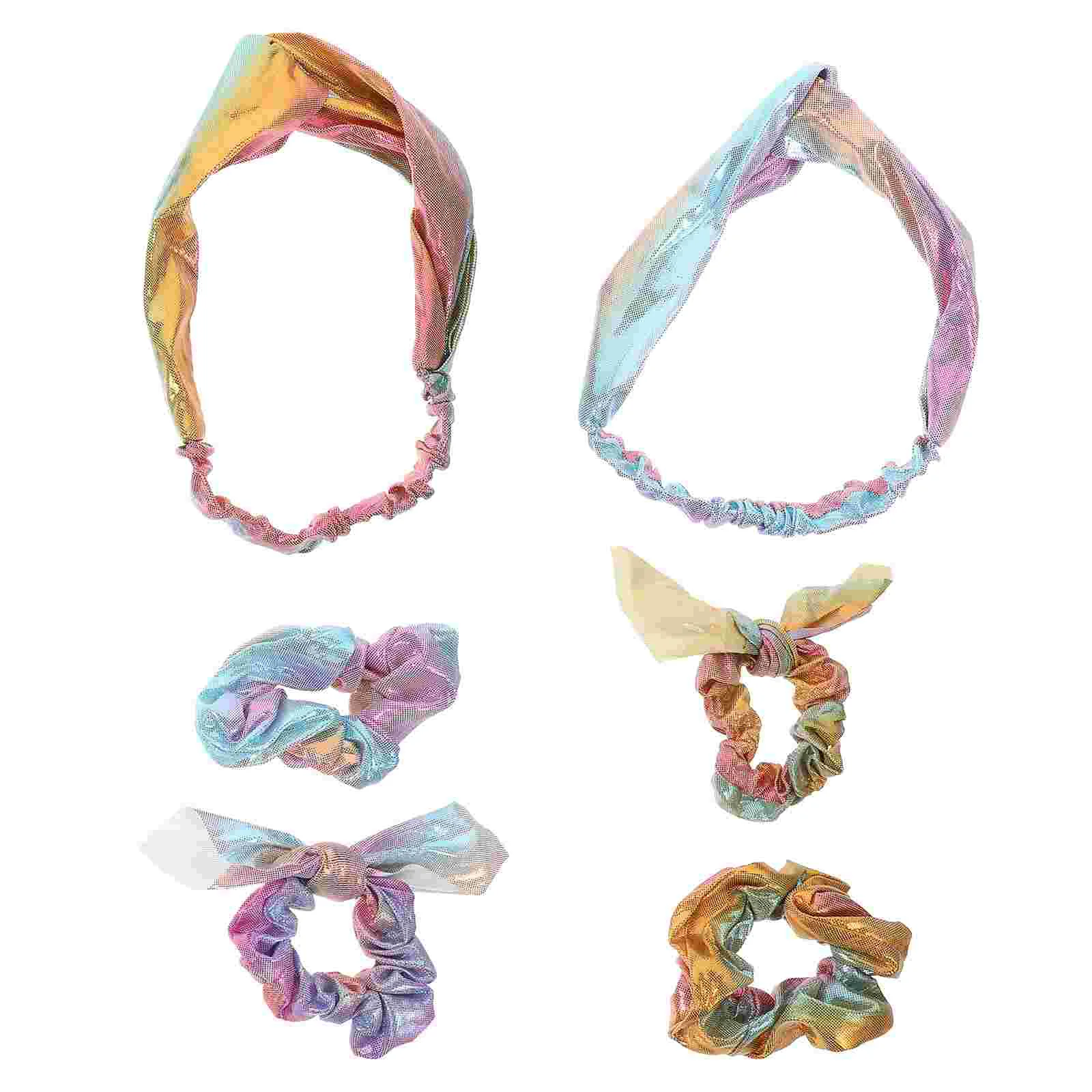 

2 Sets 3 Piece Suits Women Hair Band Elastic Reduce Age Ponytail Holders Ties Girls Fabric Miss Accessories